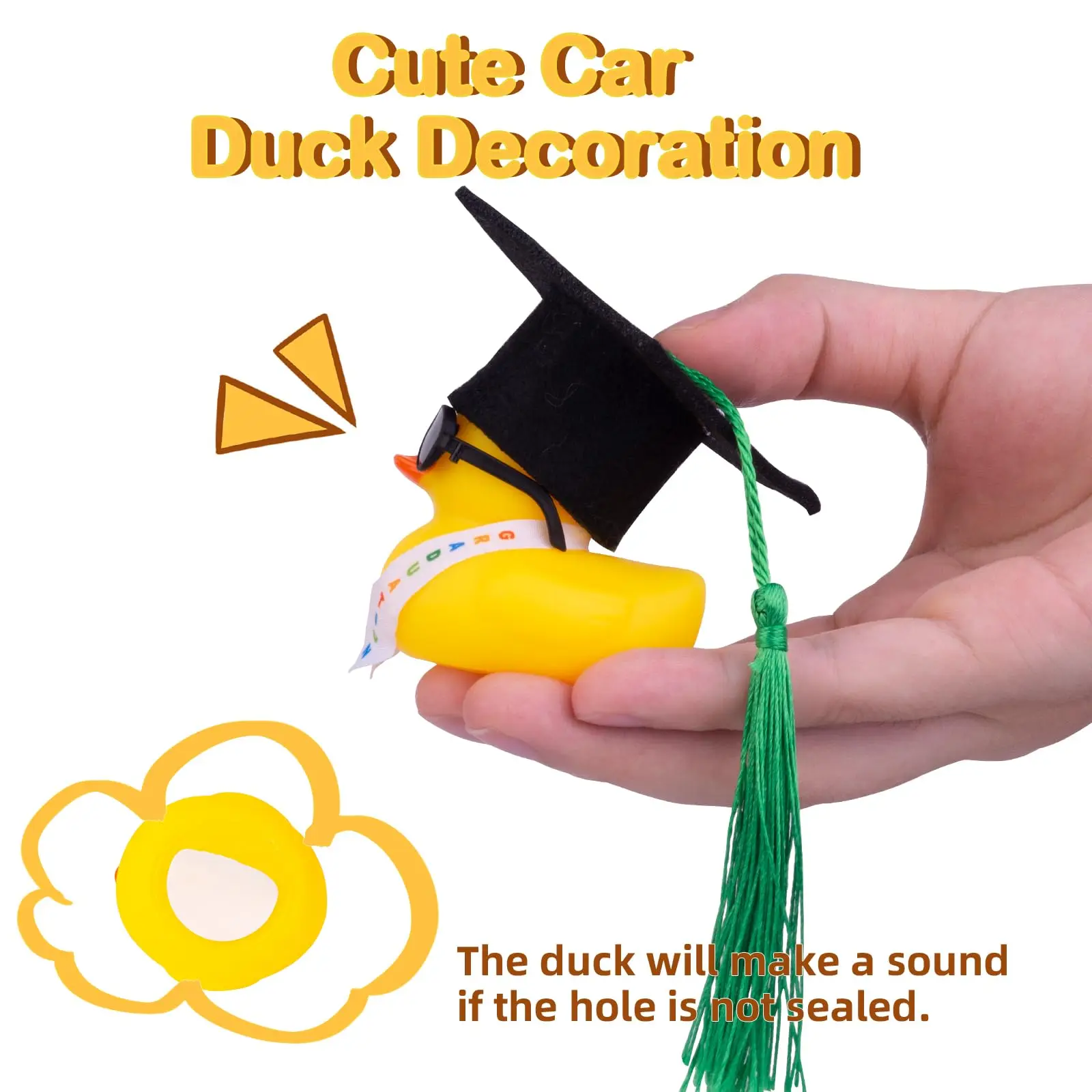 Graduation Ducks Car Dashboard Decorations Rubber Duck Car Ornaments Accessories with Mini Graduation Hats Sashes Glasses 4