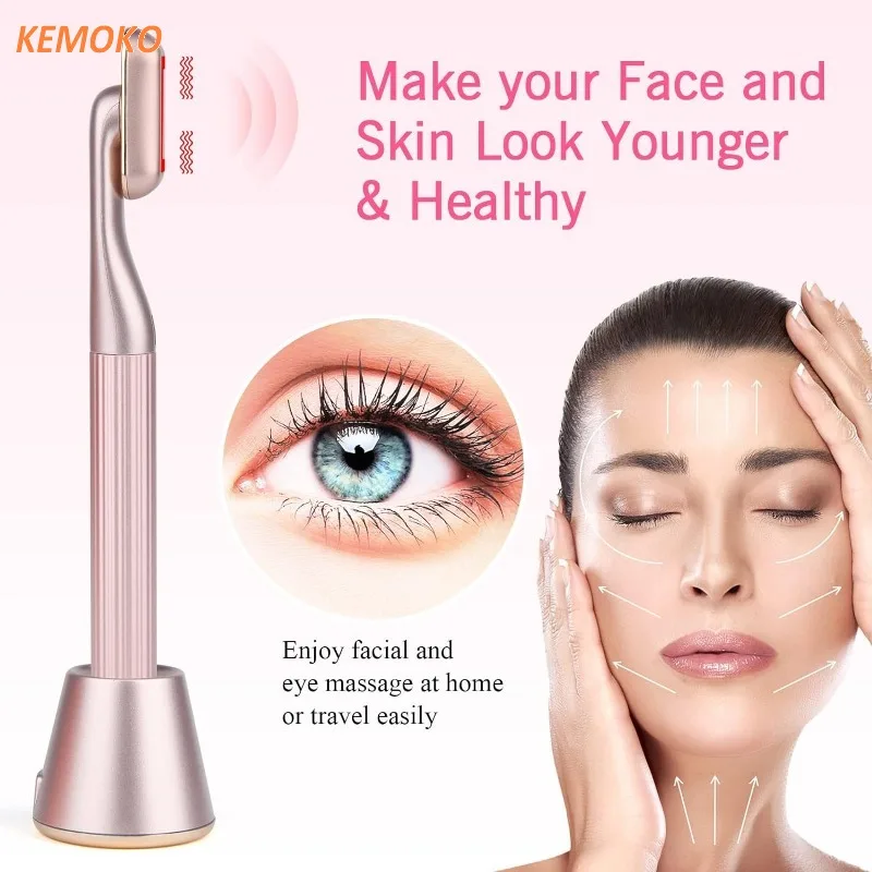 360° Rotating LED Eye Massager Facial Neck Eye Massager Wand Heating Vibration Anti Aging Wrinkle Face Lifting Beauty Device