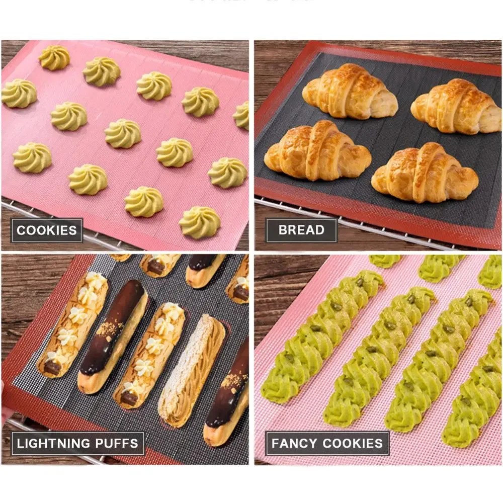 Heat Resistant Oven Sheet Liner Non Stick Silicone Baking Mat For Kitchen Cookie Biscuits Cake Perforated Puff Mat Pastry Tool