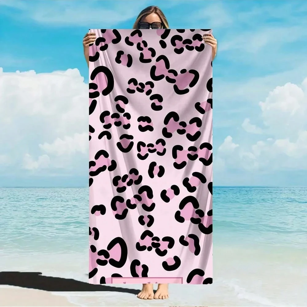 핑크 레오파드 비치 타월 단면 2D 프린트 세련된 부드러운 비치 타월 비치 풀 욕실 타월 트렌디한 연인들을 위한 재미있는 분위기의 선물