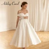 Ashley Carol Short Wedding Dress Sexy Simple Off Shoulder Satin Ankle-Length Bow Backless A-Line Wedding Gown Vestidos De Novia 1