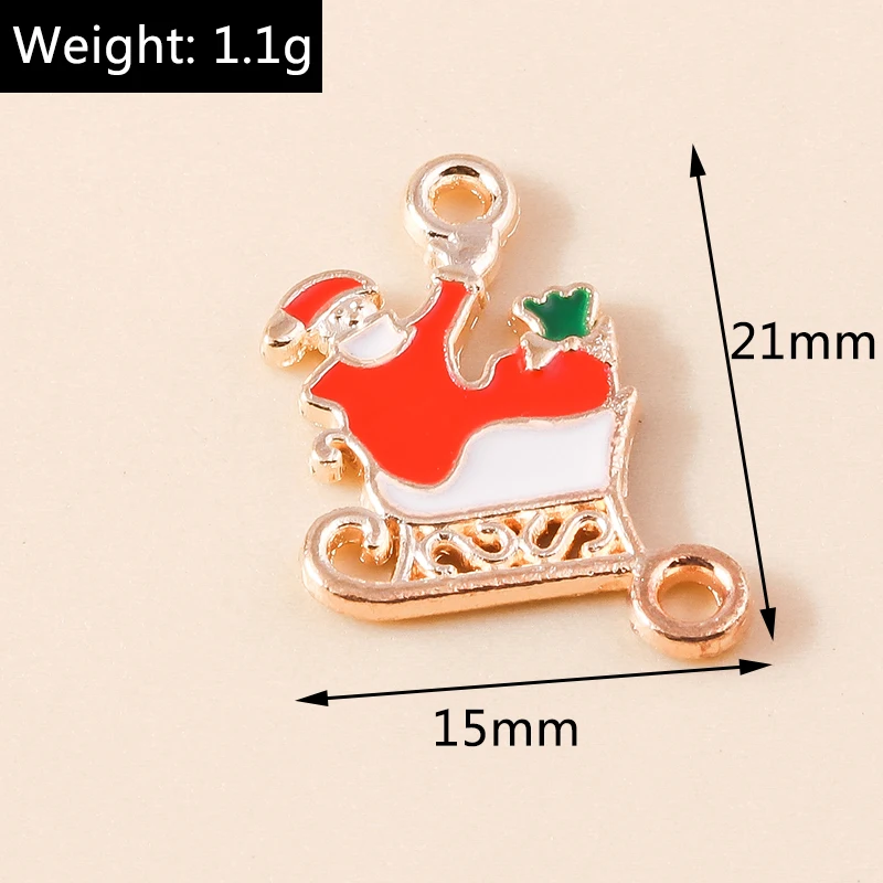 Leslie 10 stücke Emaille Weihnachten Charme Schneeflocke Baum Socke Hirsch Schneemann Charms für DIY Schmuck machen Weihnachten Neujahr Geschenke – Detail 5