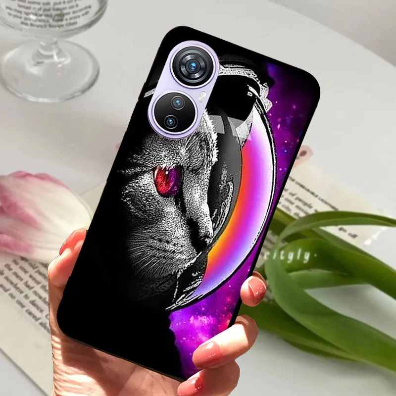 Animal Cartoon Soft Silicone Black Phone Case, 6.67 Premium Cover