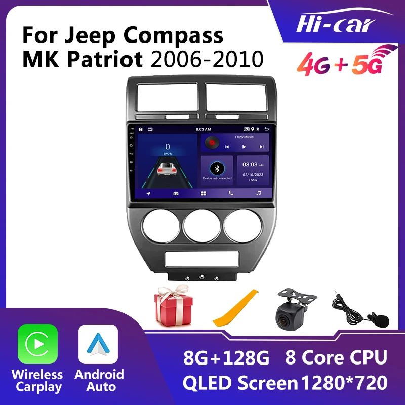 

Автомобильный мультимедийный плеер на Android для Jeep Compass MK Patriot 2006-2010 радио 2 Din Carplay стерео экран GPS Авторадио головное устройство