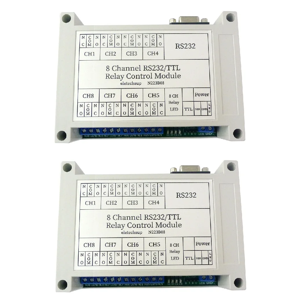 2pcs N223B08 New Version 8CH DC 12V RS232 Relay Module 2pcs relay yx202 s 112dm t73 1a 12v