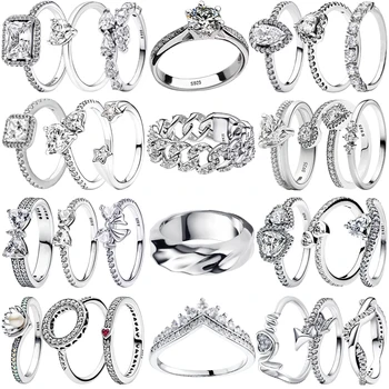 Vintage Moissanite 925 Silver Heart Crown Ring for Women