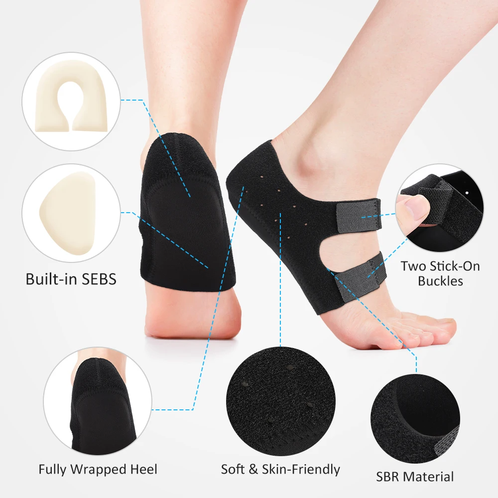 2pcs Heel Arch Support Pads Silicone Orthopedic for Plantar Fasciitis Achilles Tendinitis Shockproof Invisible Foot Arch Pads