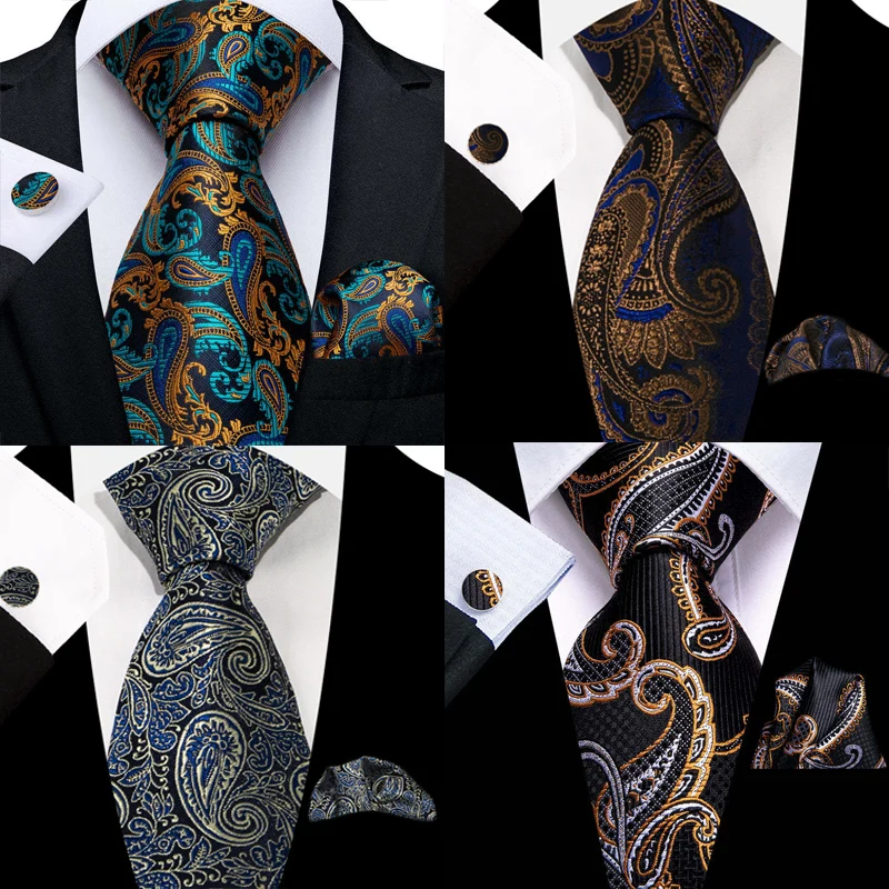 Blaugrüne grüne solide Paisley-Hochzeitskrawatte für Männer, modisches Design, hochwertige Einstecktuch-Manschettenknopf-Geschenk-Krawatten-Set für Männer