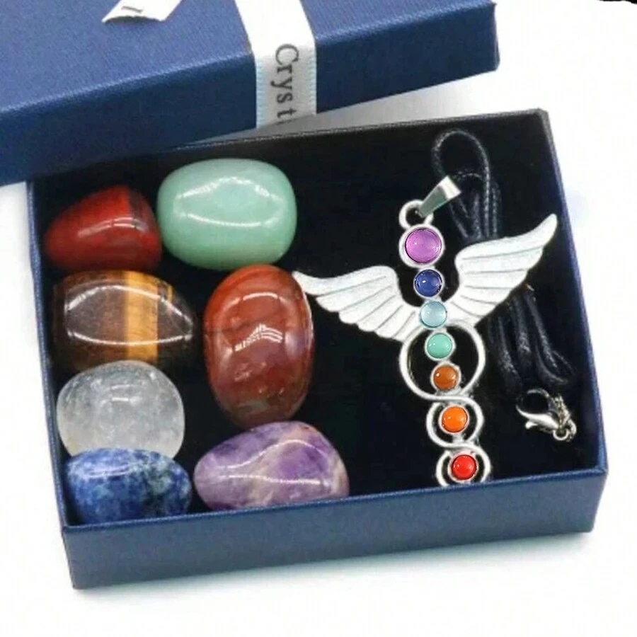 7 Chakras Natural Crystal Healing Stones Gift Box