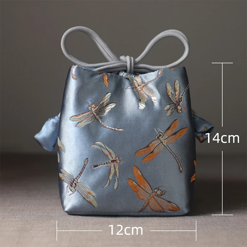 10/12cm Retro Print Outdoor Tea Set Storage Bag Portable Travel Teapot Cup Cotton Protect Cloth Bags Tea Ceremony Accessories