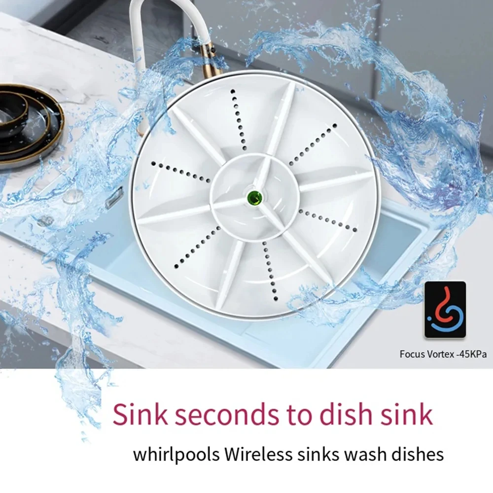 

Mini Turbo Dishwasher Portable Ultrasonic Dish Washer USB Chargeable Vegetable Washing Machine Household Sink Dishwasher Device