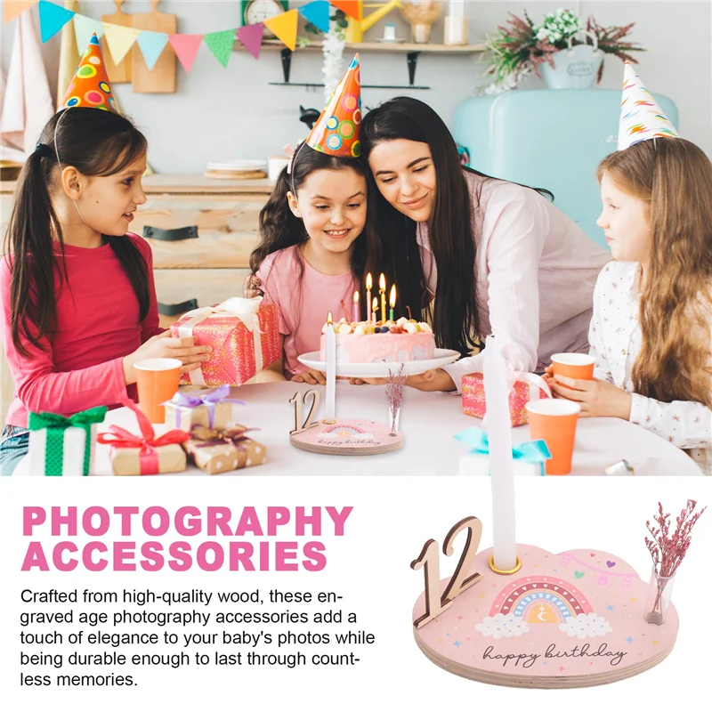  마일스톤 번호 기념 카드 키트   나무 새겨진 연령 사진 액세서리 출산 선물