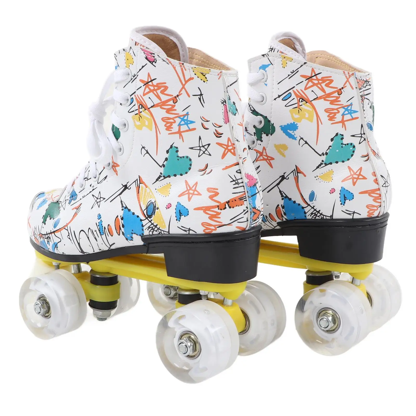4 Wheel White Graffiti Skate for kids Size 38