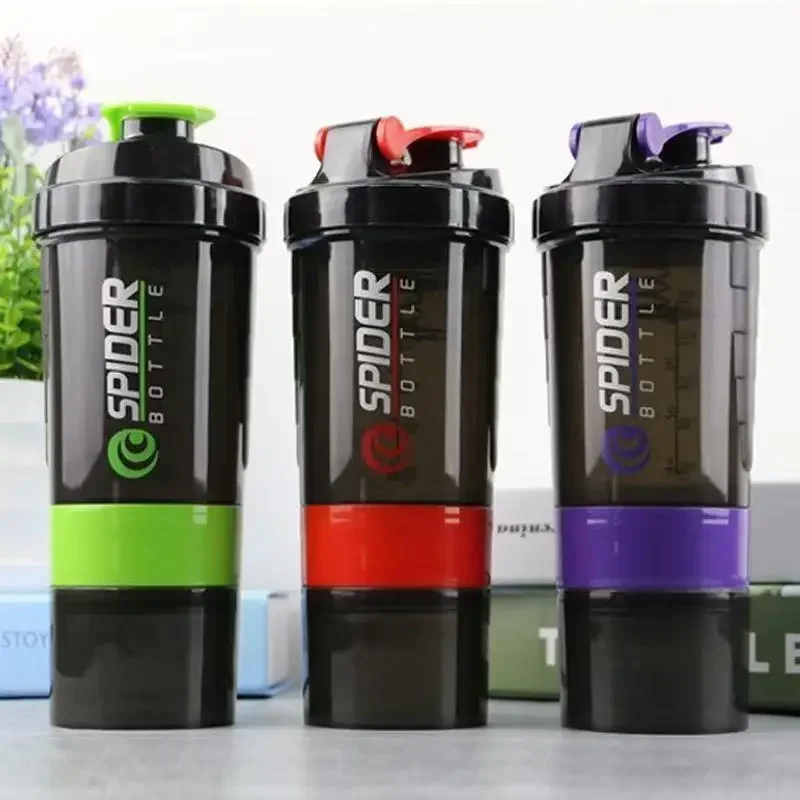 3 Layers Shaker Protein Bottle Powder Shake Cup Water Bottle Plastic Mixing Cup Body Building Exercise