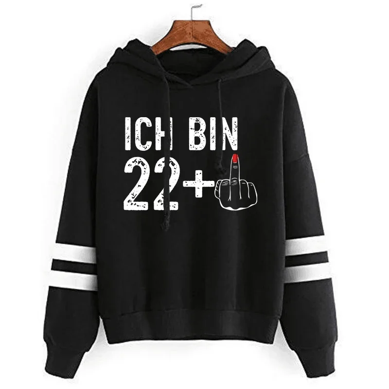 

Middle Finger Grunge Y2k Clothes Long Sleeve Sweatshirt Men Women Hip Hop Streetwear Chic Birthday Gift Hoodies ICH BIN 22 Plus