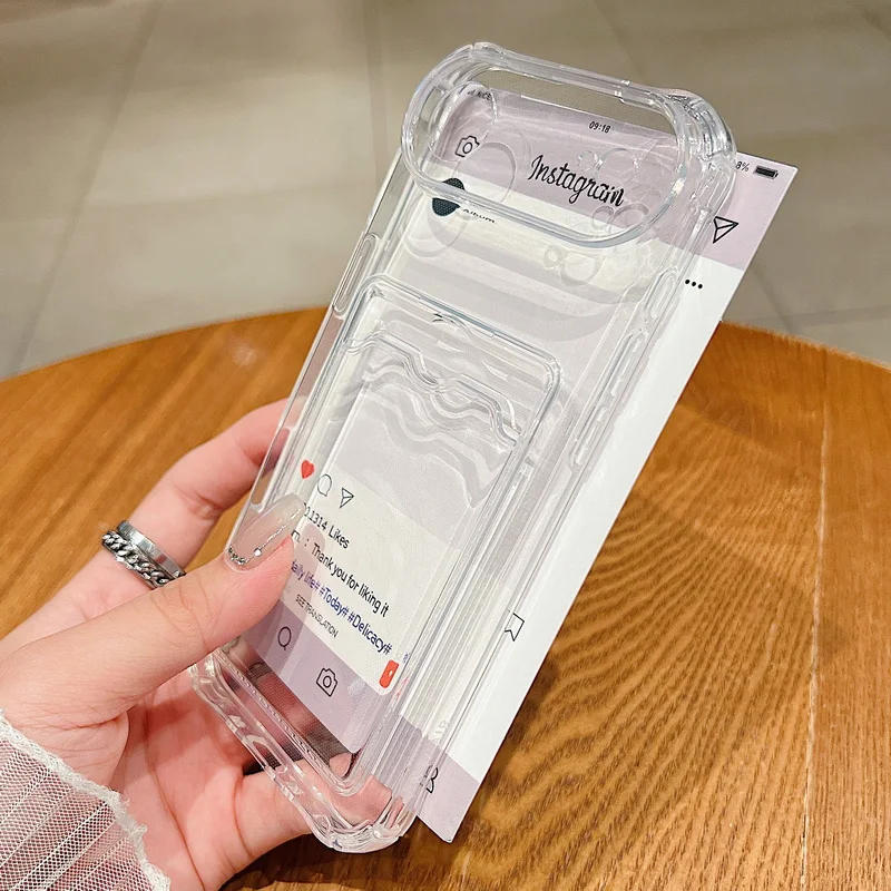 Premium Card Slot Pocket Phone Case – Shockproof Transparent Silicone TPU Cover