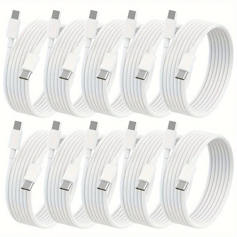 10 Pack 6.6ft (60W/3.1A) USB C to USB C Cable Type Fast Charging Cable for iPhone 15/15 Pro/15 Plus/15 Pro Max, MacBook Pro