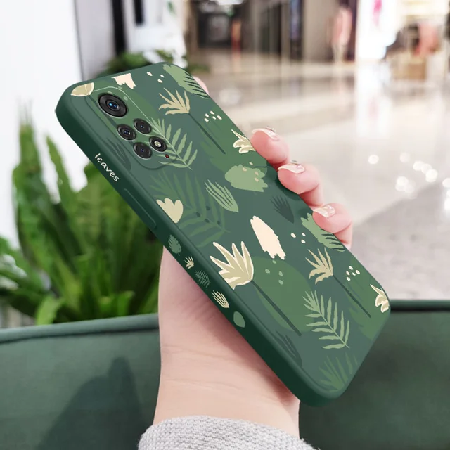 Verdant Green Leaf Phone Case For Xiaomi Redmi Note 11 11S 11T 10 10A 10T 10S 9T 9 8 7 Pro Plus 10C 9A 9C 9T 4G 5G Cover Dark Green 1