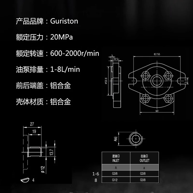 HGP Gear Pump HGP-1A-F1R 1A-F2R 1A-F3R 1A-F4R F5R 1A-F6R 1A-F7R 1A-F8R Hydraulic Oil Pump