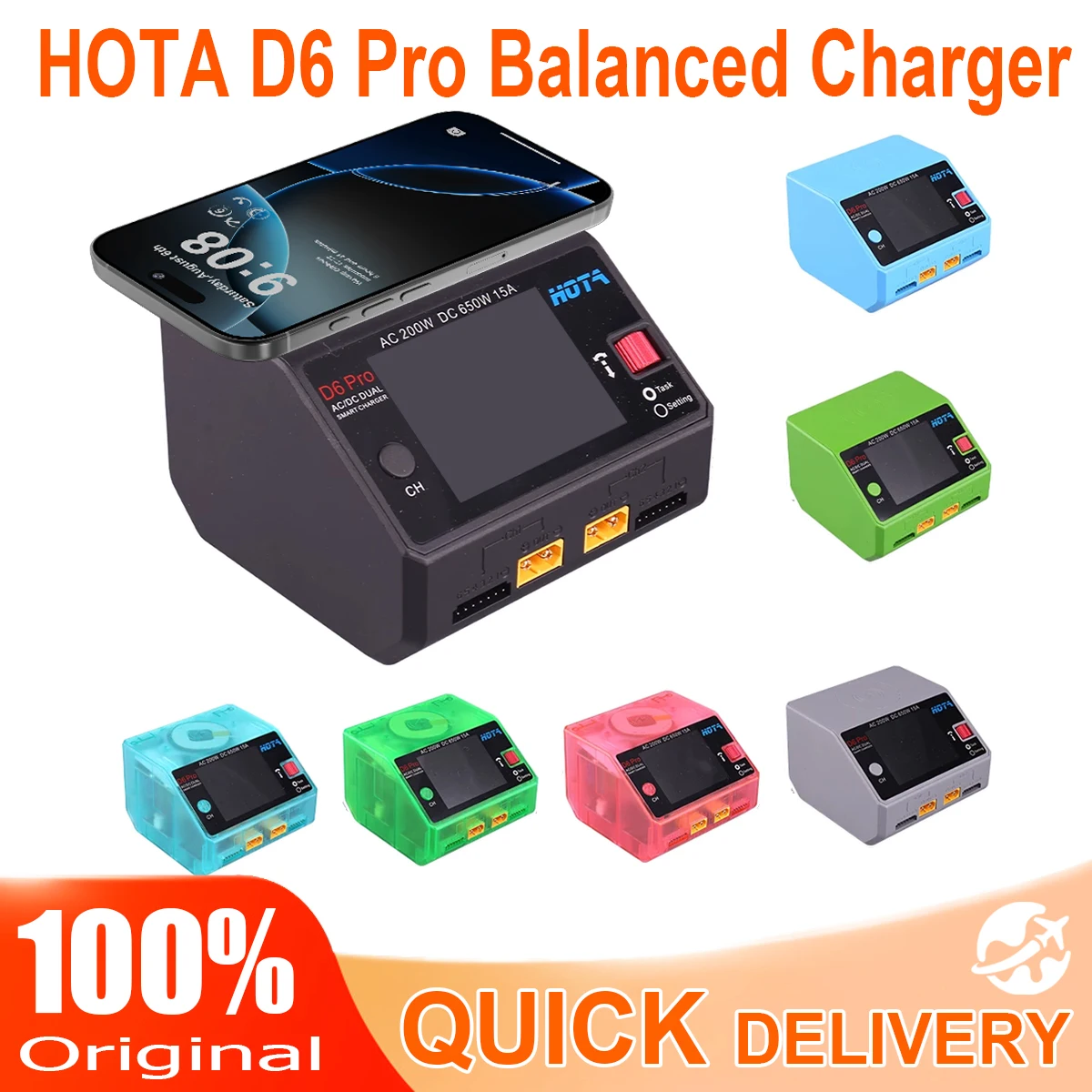HOTA D6 Pro AC 200 Вт DC 650 Вт 15A * 2 двухканальное зарядное устройство Lipo Поддержка распределения питания для моделей NiZn Nicd NiMH аккумуляторов RC