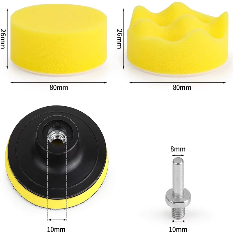 3/4/5/6/7 Inch Car Polishing Kit Wool Wheel Polishing Pad Self-Adhesive Waxing Sponge Drill Bit Adapter Car Cleaning Tools