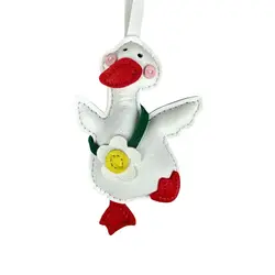 Charming Leather Flower Duck Keychain - Handmade Bag Accessory & Gift (White Duck)