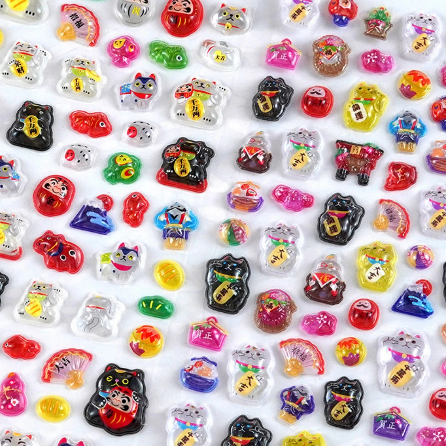 2 pcs Japanese Style Lucky Cat Drop 3D Relief Stickers Scrapbooking Diy Journal Stationery Sticker Deco School Supplies Gift
