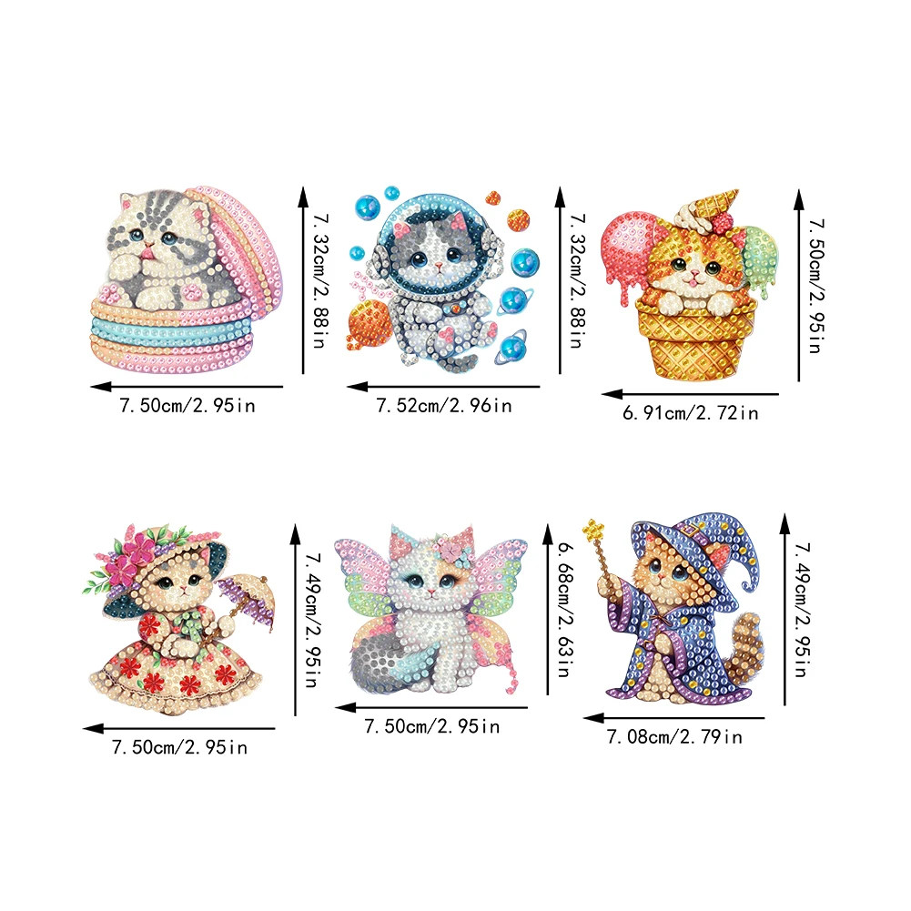 6Pcs DIY Diamond Art Refrigerator Magnet Diamond Painting Fridge Magnets DIY Diamond Painting Magnets Kit for Art Crafts Gift