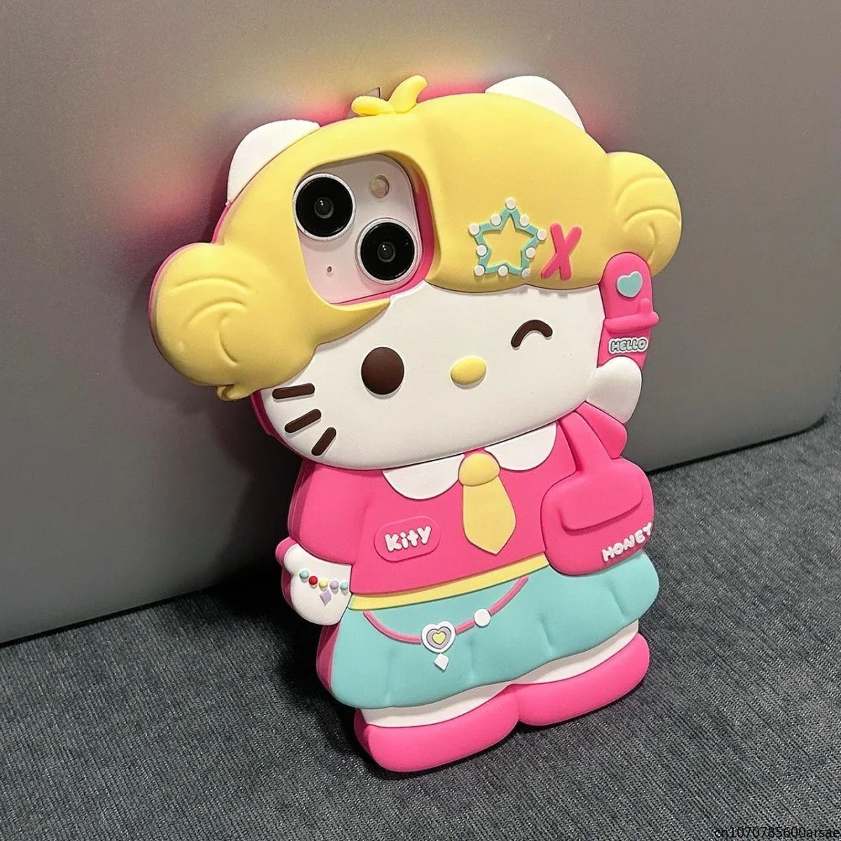 

3D Stereoscopic Cute Sanrio Hello Kitty Phone Case for IPhone 15 14 13 12 11 Pro Max Plus Silicone Soft Back Cover Girls Gifts