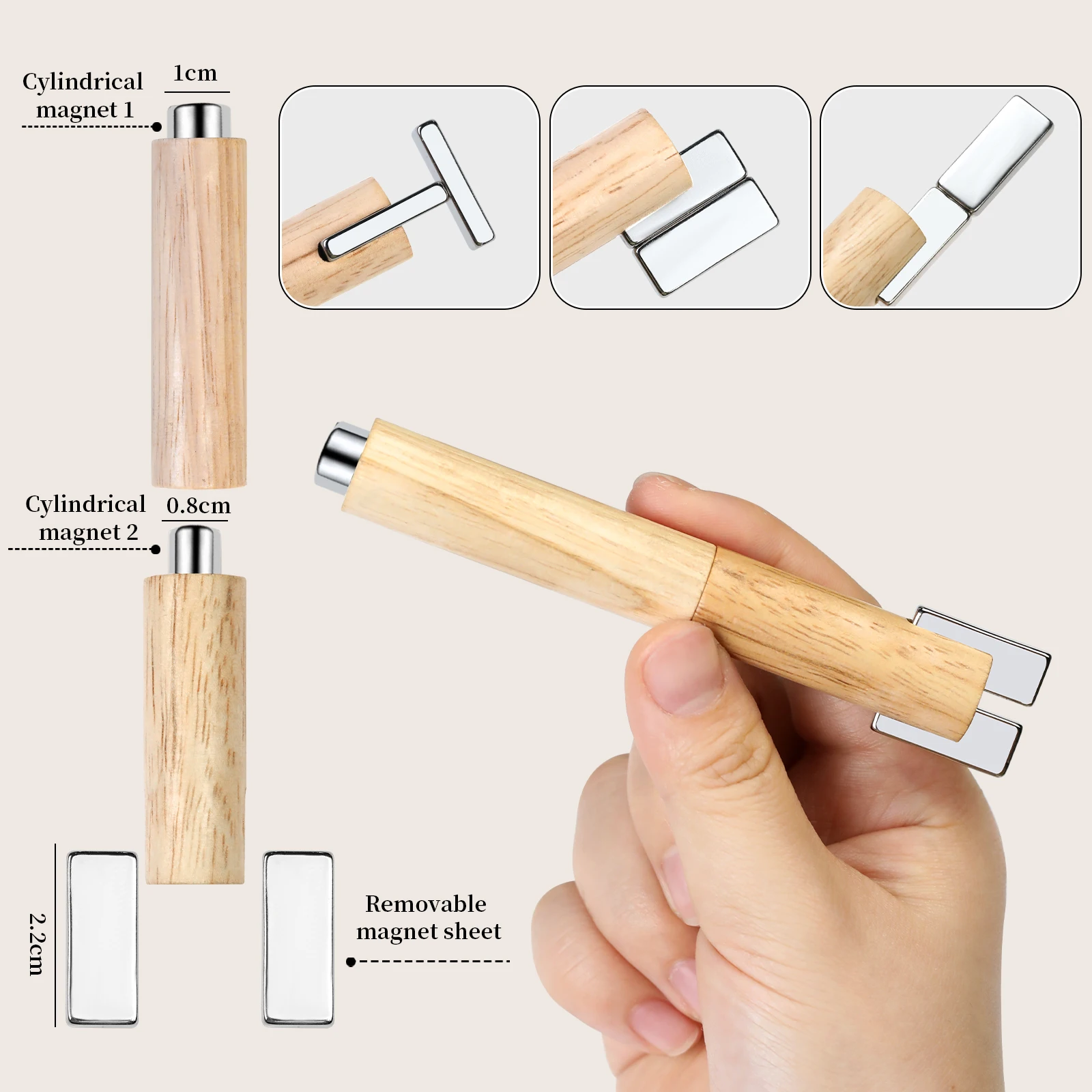 4 In 1 Detachable Multifunctional Combination Magnetic Stick Cylindrical Suction Nail Art Cat Eye Super Strong Magnet Nail Tools