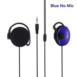 Versatile Wired Stereo Ear Hook Headphones with Microphone (Blue No Mic)