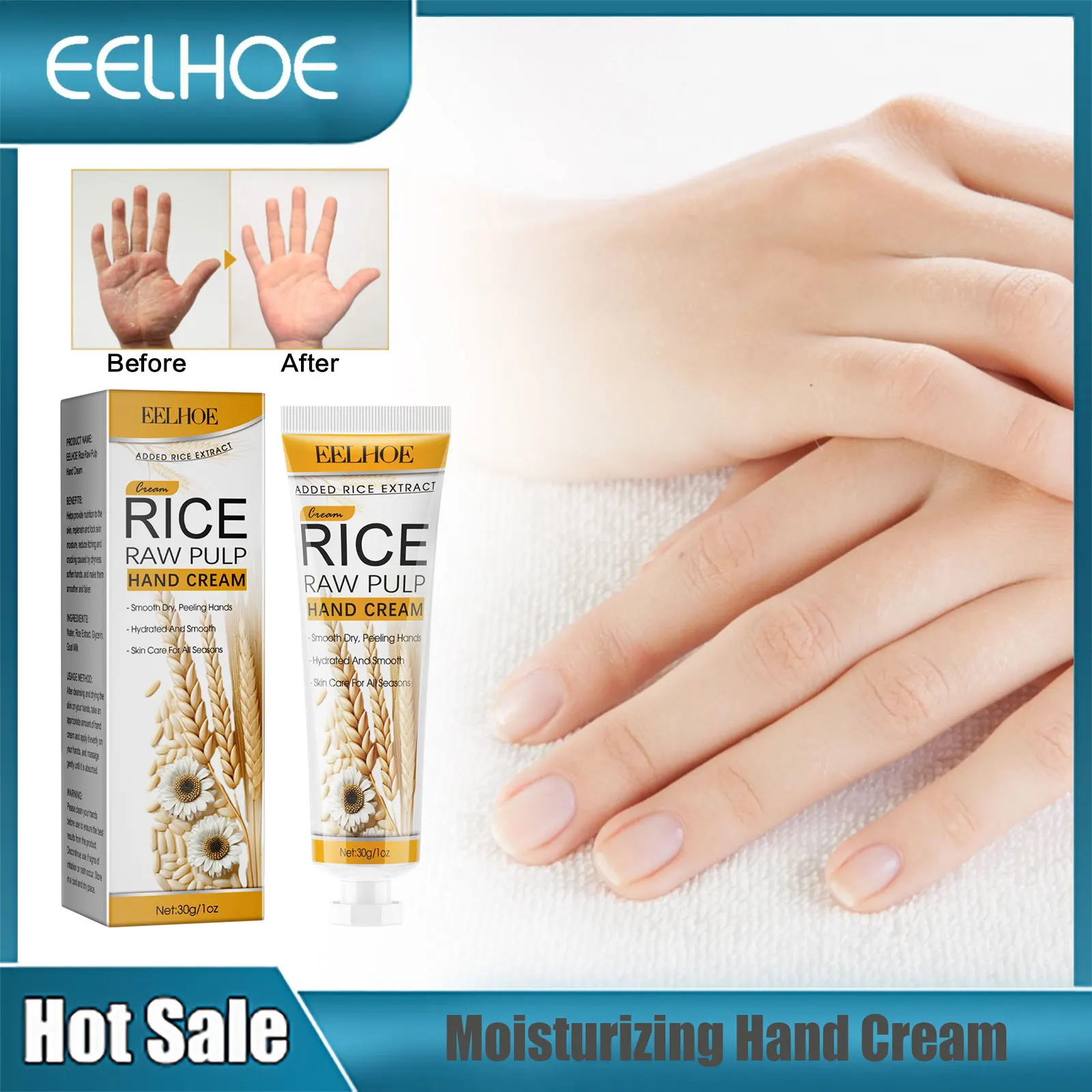 Whitening Hand Cream Moisturizing Anti Crack Repair Chapping Wrinkle Removal Fine Line Rice Nourishing Soften Skin Health Lotion