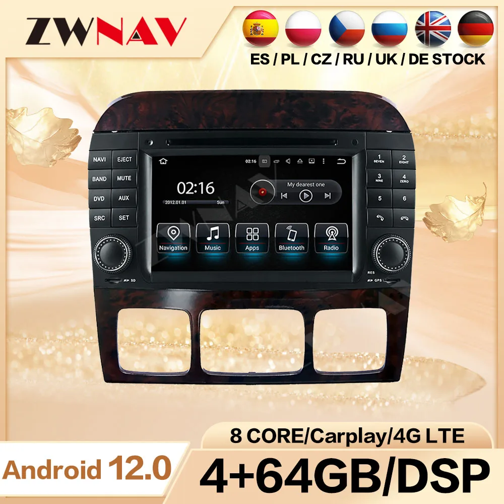 

Экран для Mercedes Benz S W220 1998 1999 2000 2001 Android автомобильное радио стерео с Bluetooth DSP Carplay IPS головное устройство