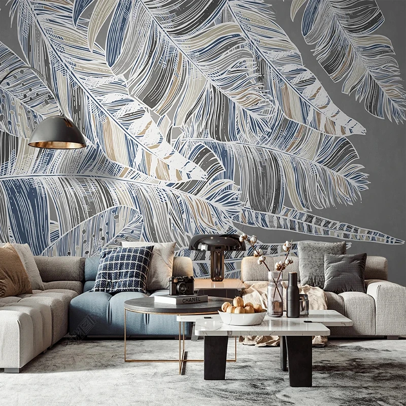 

Nordic Creative Grey Feather Background Wall Custom Photo Wallpaper 3D Papel De Parede Living Room Bedroom Decor Fresco Tapety