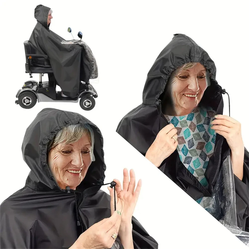 Motorized Scooter Raincoat for Seniors, Waterproof PVC Cover, Hooded Protective Gear for Electric Mobility Vehicles
