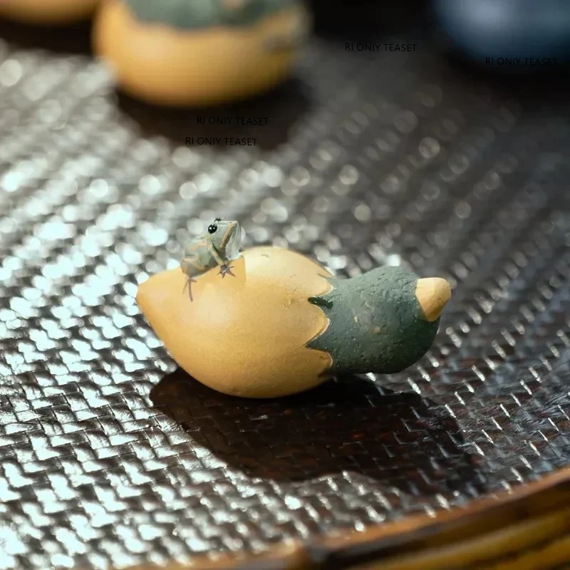 Tea Pet Ornaments Purple Clay Tea pet Watermelon Fruit Model Sculpture Tea Figurine Ornaments Handmade Crafts Home Set Decoration Art