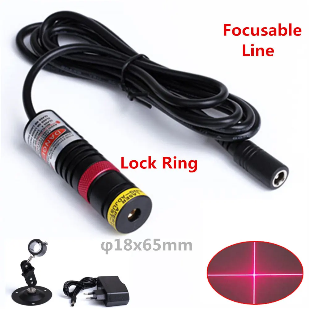 

Glass Cross Line D18X65mm Focusable 638nm Direct Red Laser 10mW 30mW 50mW 100mW 150mW 200mW Laser Module for Cutting Positioning