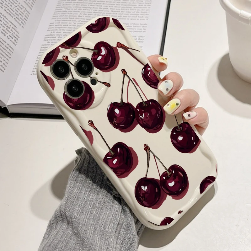 Wine Red Transparent Cherry Phone Case