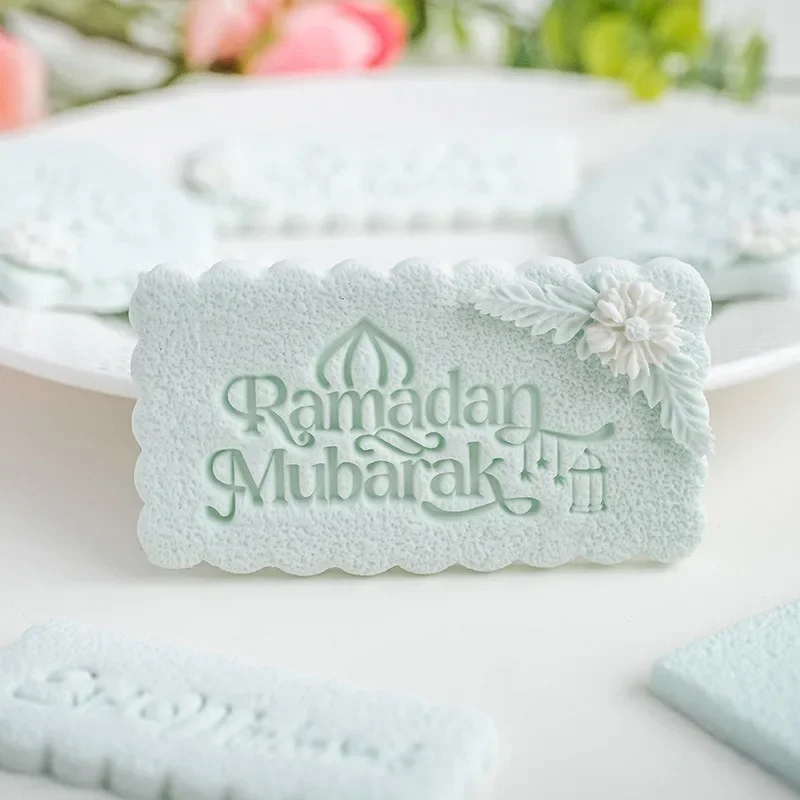 Ramadan Dessert Decor Pattern Cookie Cutter HAPPY EID MUBARAK Press Stamper Embossing Reverse Islamic Fondant Biscuit Mould