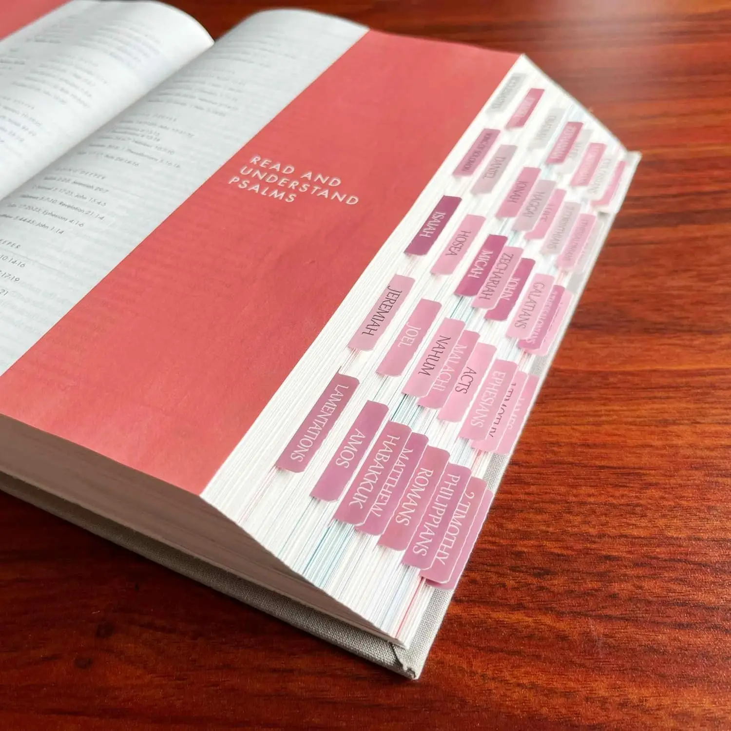Bible Tabs Reposition Large Print Stickers Easy to Read and Apply Bible Tabs for Women and Man White Pink 4