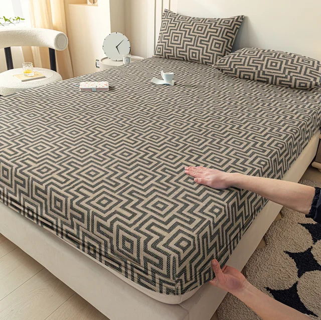 Ensemble 3 pièces, tête de lit simple + deux taies d'oreiller (sans noyau) adapté à toutes les saisons, literie couvre-lit anti-poussière 1