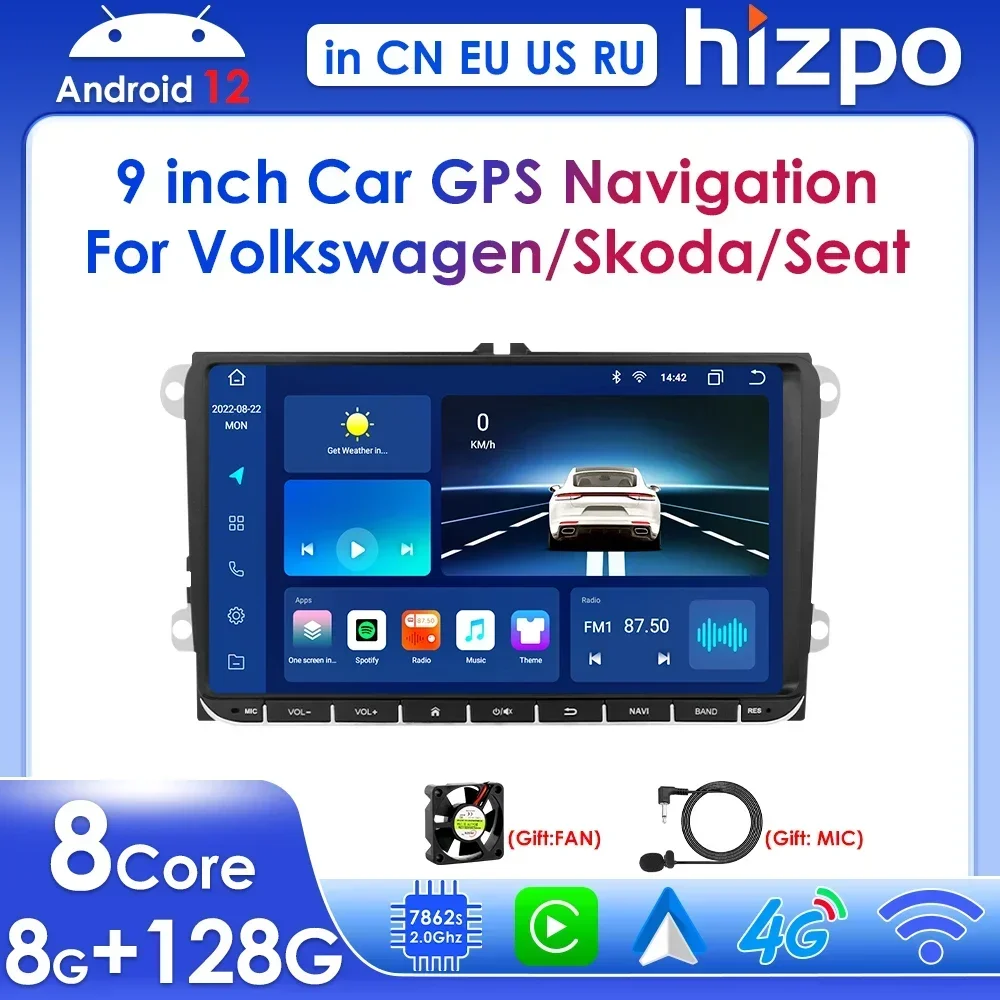 Hizpo-カーマルチメディアプレーヤー,Carplay, Android 12,dsp,rds 
