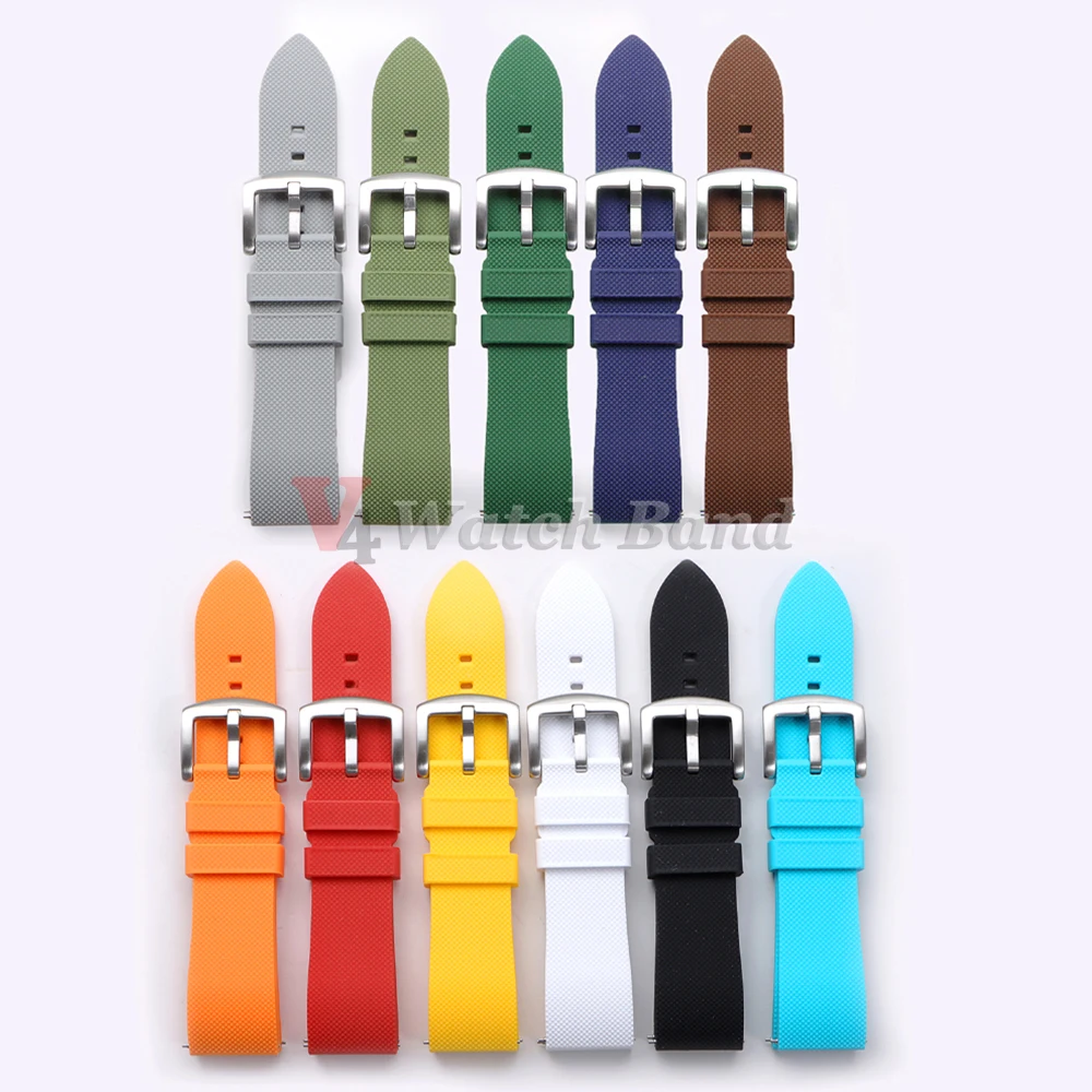 Classic Tropical FKM Rubber Watch Strap – Premium Replacement Bracelet Belt, 20mm/22mm