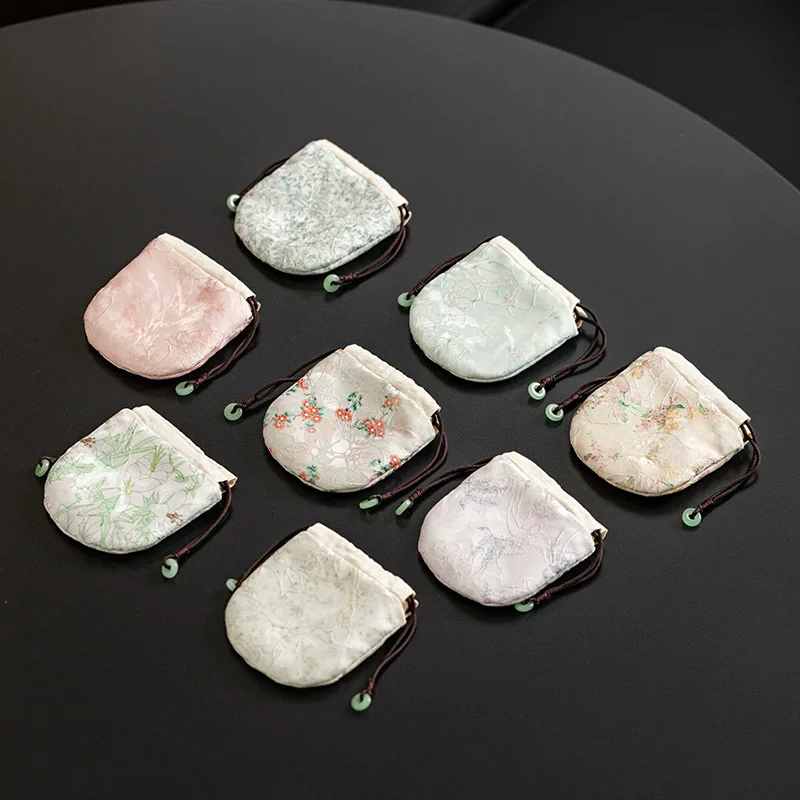 Chinese Style Jewelry Pouch | Zen Tea Set Storage Bag | Fabric Cultural Accessories Organizer | Tea Cup & Master Cup Holder