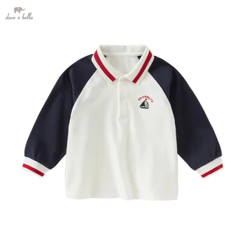 Dave Bella New Boys' Primavera Autunno Polo Splice Design Boutique per bambini T-shirt in cotone per bambini DB 1250779 1