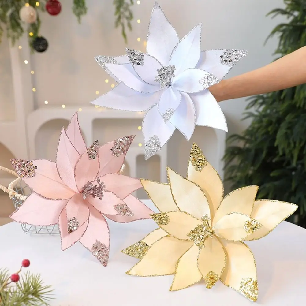 Artificial Christmas Flowers DIY Mesh Fabric Floral Arrangement