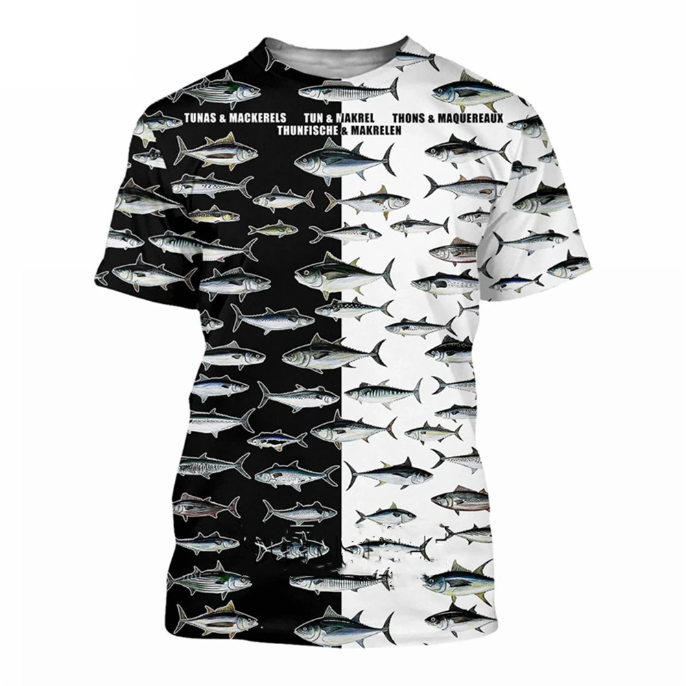 

Футболка рыболовная мужская с 3D принтом, Повседневная Свободная футболка с коротким рукавом в стиле хип-хоп, с принтом морской рыбы, модный тренд