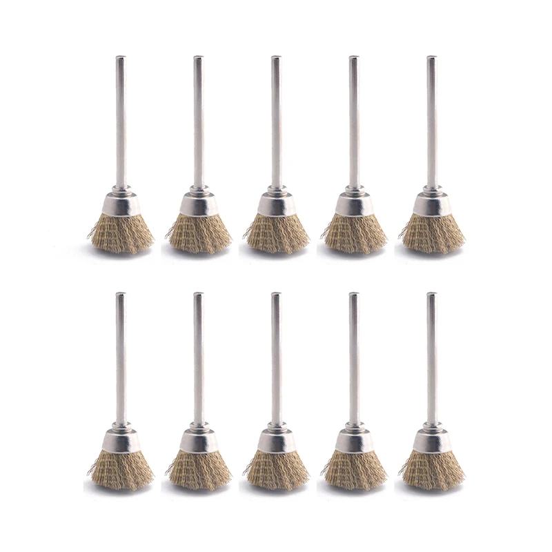 10pcs/set Stainless Steel End wire Brush With 13/25mm Bowl-shape Head 3mm Shank Tools Accessories For Cleaning of Drill Tools