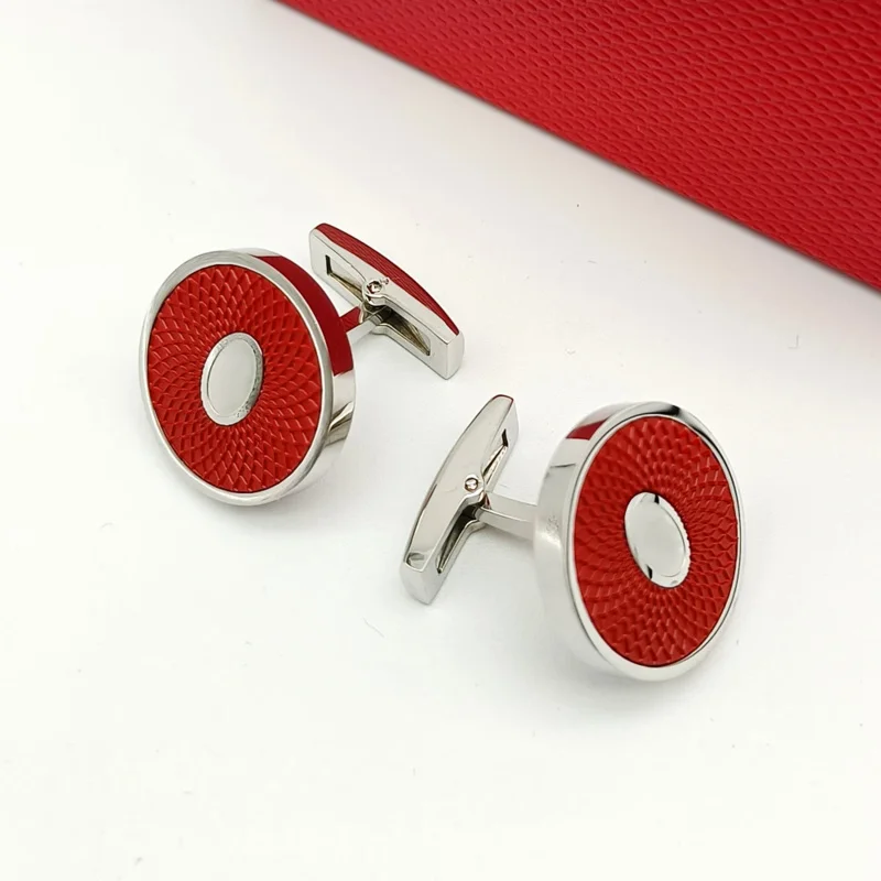 Luxury High Quality CT Round Green Blue Red Black Cuff Links Detail Business Suit Shirts CuffLinks Classic Buttons Box Set
