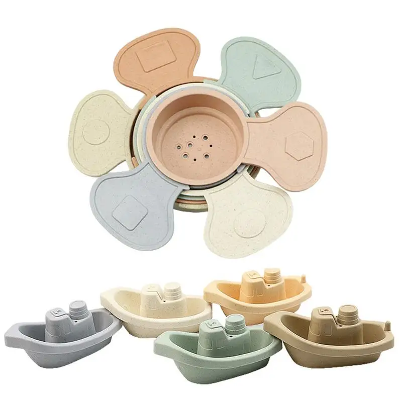 

Детские Игрушки для ванны с купальными ложками, игрушки для укладки лодок, красочные Игрушки для раннего развития, интеллектуальные детские игрушки для детей